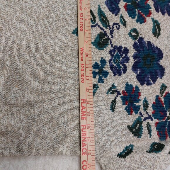 Vintage Northern Reflections Women's Gray with Blue Floral Pattern Sweater S - Picture 3 of 8